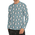 Cartoon Emperor Penguin Pattern Print Men's Long Sleeve Rash Guard