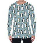 Cartoon Emperor Penguin Pattern Print Men's Long Sleeve T-Shirt