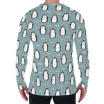 Cartoon Emperor Penguin Pattern Print Men's Long Sleeve T-Shirt