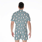 Cartoon Emperor Penguin Pattern Print Men's Rompers