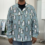 Cartoon Emperor Penguin Pattern Print Men's Shirt Jacket