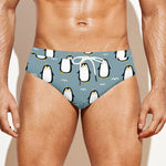 Cartoon Emperor Penguin Pattern Print Men's Swim Briefs