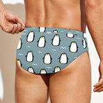 Cartoon Emperor Penguin Pattern Print Men's Swim Briefs