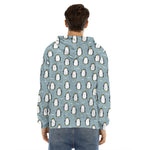 Cartoon Emperor Penguin Pattern Print Men's Velvet Pullover Hoodie