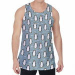 Cartoon Emperor Penguin Pattern Print Men's Velvet Tank Top