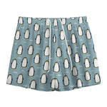 Cartoon Emperor Penguin Pattern Print Mesh Shorts