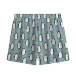 Cartoon Emperor Penguin Pattern Print Mesh Shorts