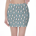 Cartoon Emperor Penguin Pattern Print Pencil Mini Skirt