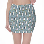Cartoon Emperor Penguin Pattern Print Pencil Mini Skirt