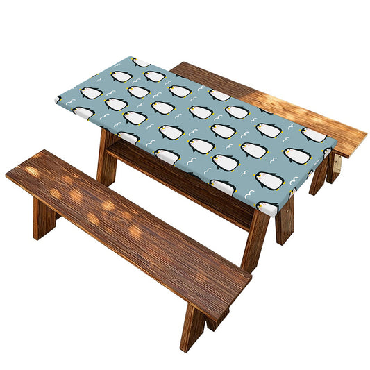 Cartoon Emperor Penguin Pattern Print Picnic Table Cover