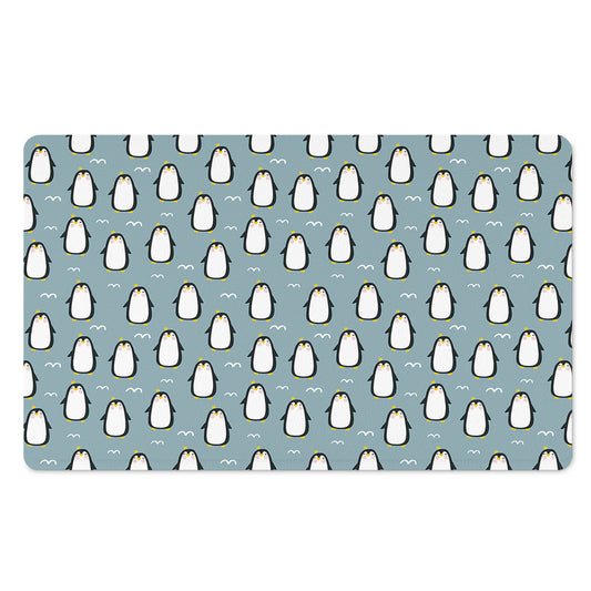 Cartoon Emperor Penguin Pattern Print Polyester Doormat