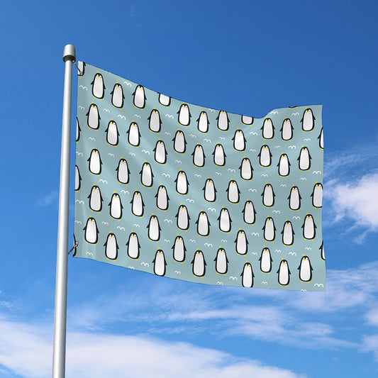 Cartoon Emperor Penguin Pattern Print Polyester Flag