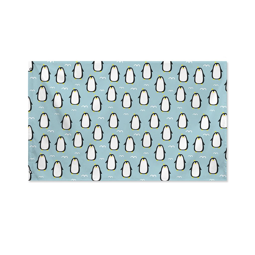 Cartoon Emperor Penguin Pattern Print Polyester Flag