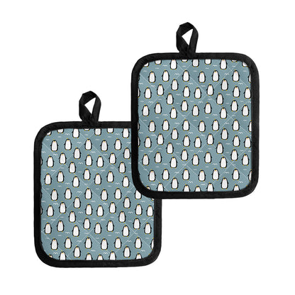 Cartoon Emperor Penguin Pattern Print Pot Holders