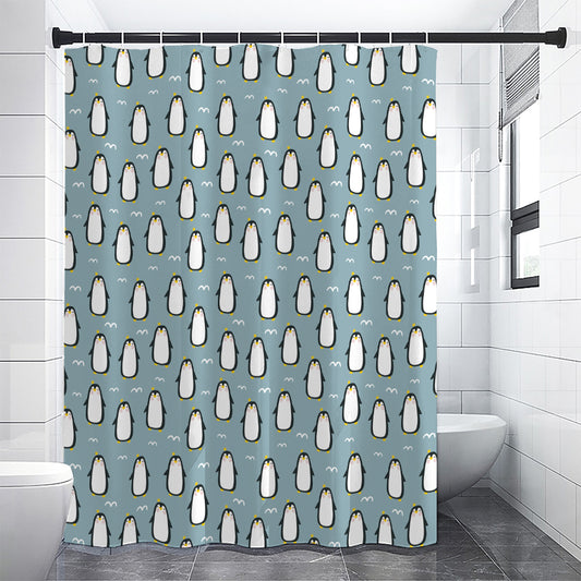 Cartoon Emperor Penguin Pattern Print Premium Shower Curtain