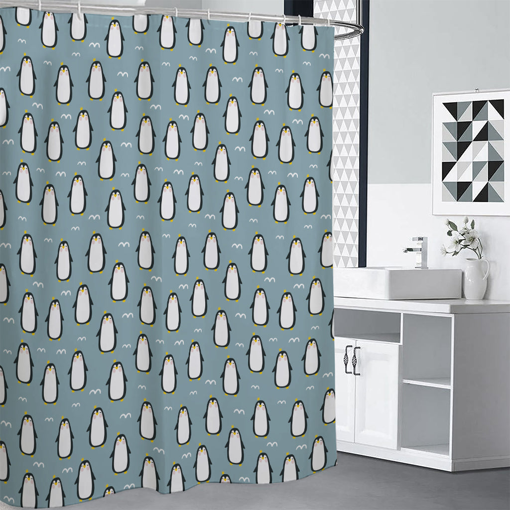 Cartoon Emperor Penguin Pattern Print Premium Shower Curtain