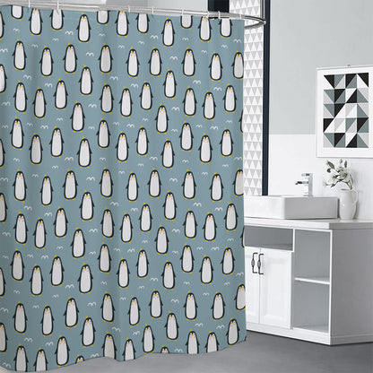 Cartoon Emperor Penguin Pattern Print Premium Shower Curtain