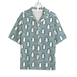 Cartoon Emperor Penguin Pattern Print Rayon Hawaiian Shirt
