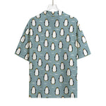 Cartoon Emperor Penguin Pattern Print Rayon Hawaiian Shirt