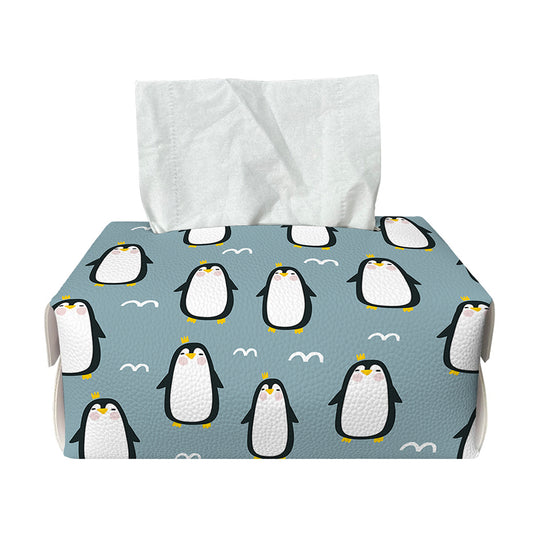Cartoon Emperor Penguin Pattern Print Rectangle Tissue Box Cover