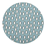 Cartoon Emperor Penguin Pattern Print Round Blanket