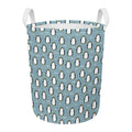 Cartoon Emperor Penguin Pattern Print Round Laundry Basket