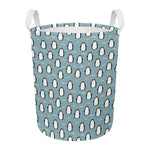Cartoon Emperor Penguin Pattern Print Round Laundry Basket
