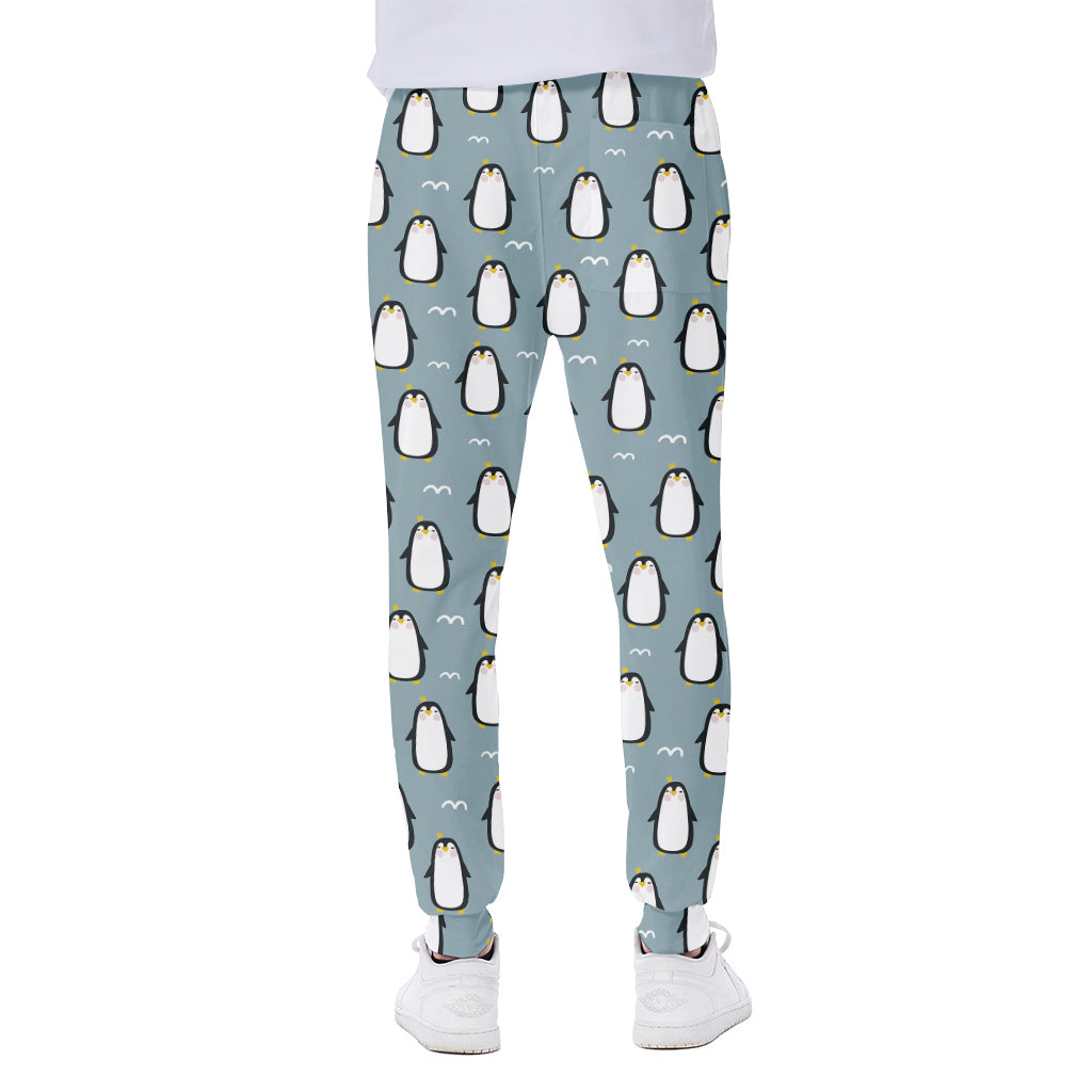 Cartoon Emperor Penguin Pattern Print Scuba Joggers
