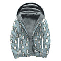 Cartoon Emperor Penguin Pattern Print Sherpa Lined Zip Up Hoodie