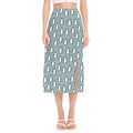 Cartoon Emperor Penguin Pattern Print Side Slit Midi Skirt