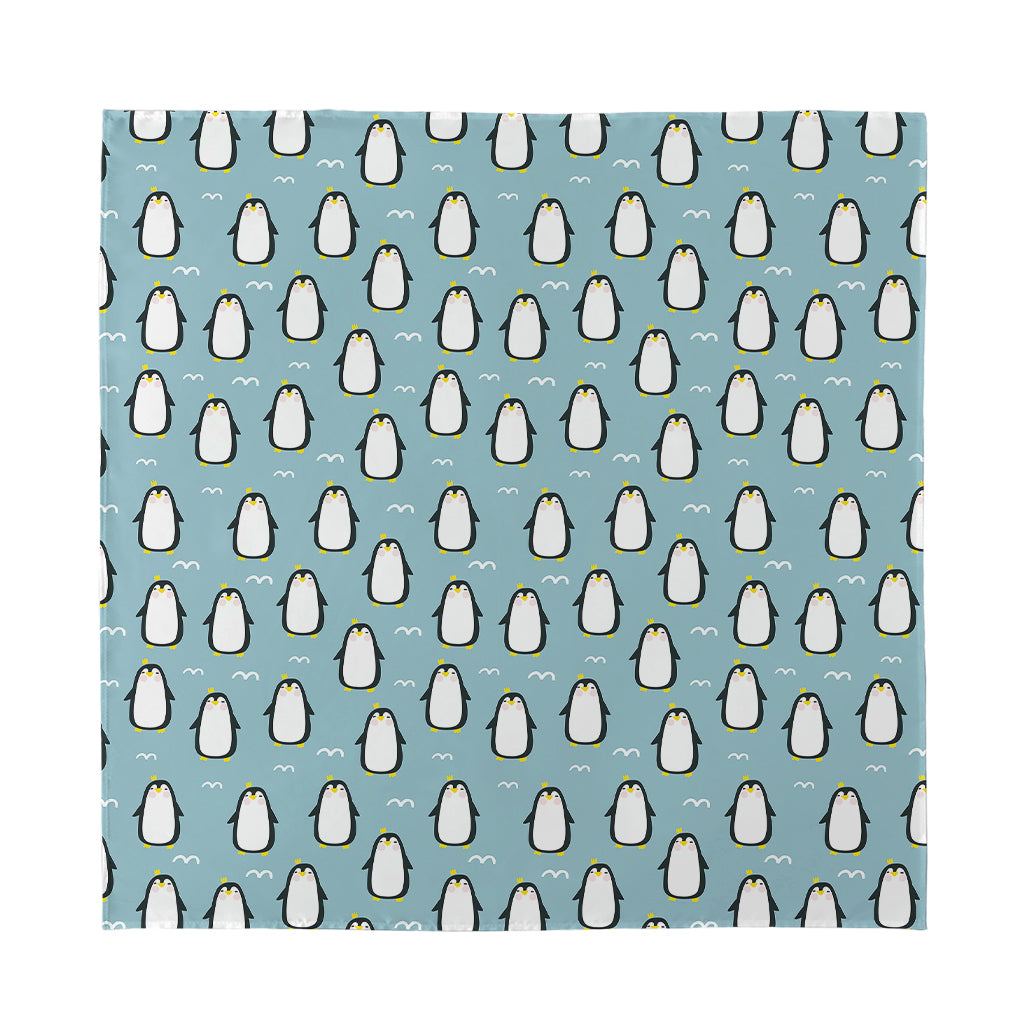 Cartoon Emperor Penguin Pattern Print Silk Bandana