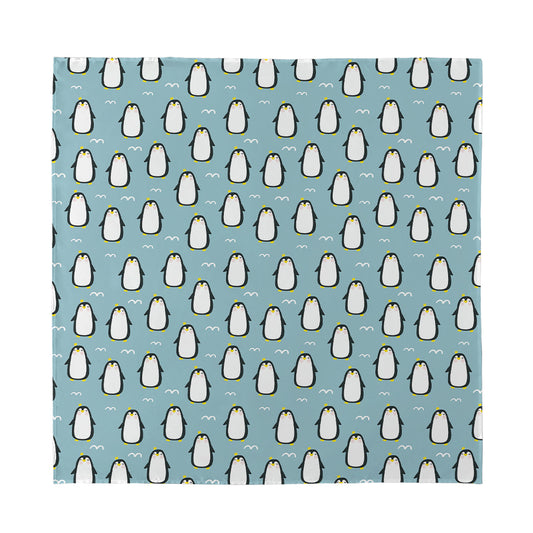 Cartoon Emperor Penguin Pattern Print Silk Bandana