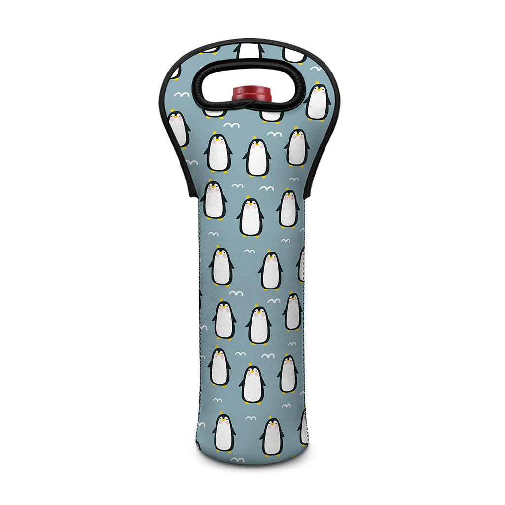 Cartoon Emperor Penguin Pattern Print Single Neoprene Wine Tote