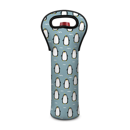 Cartoon Emperor Penguin Pattern Print Single Neoprene Wine Tote