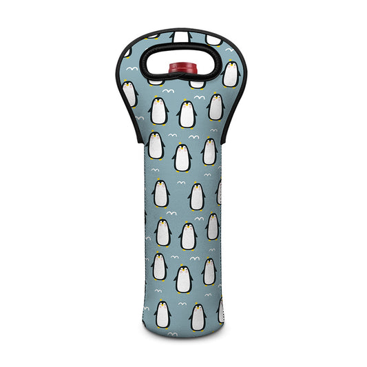 Cartoon Emperor Penguin Pattern Print Single Neoprene Wine Tote