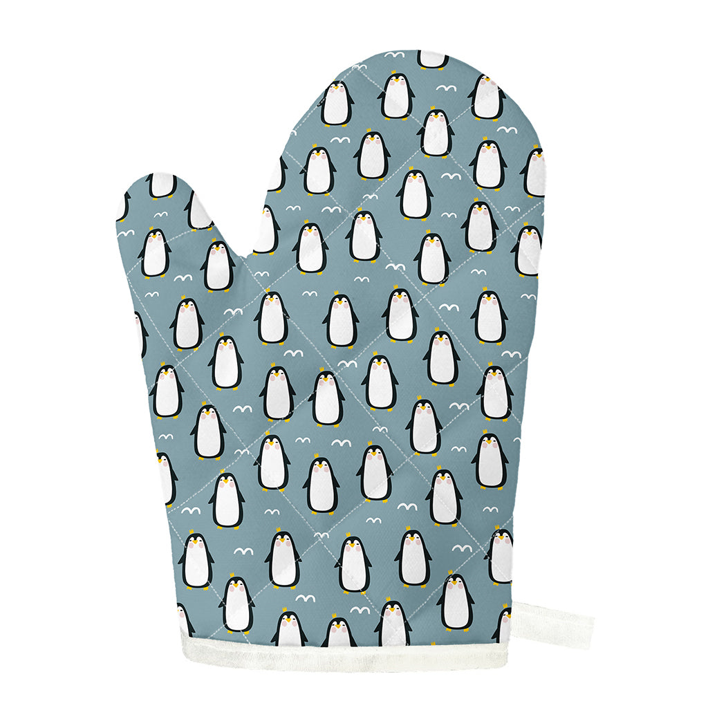 Cartoon Emperor Penguin Pattern Print Single Oven Mitt