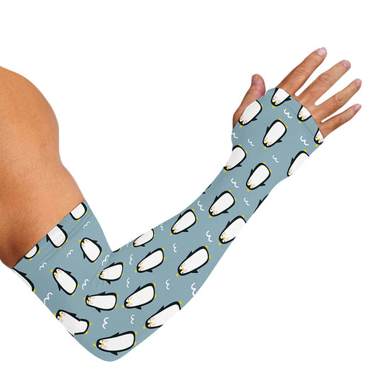 Cartoon Emperor Penguin Pattern Print Sun Protection Arm Sleeves