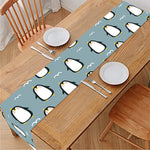 Cartoon Emperor Penguin Pattern Print Table Runner