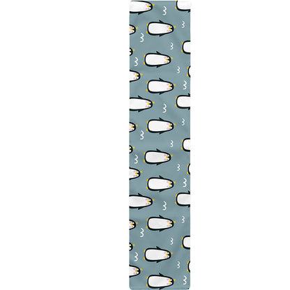 Cartoon Emperor Penguin Pattern Print Table Runner
