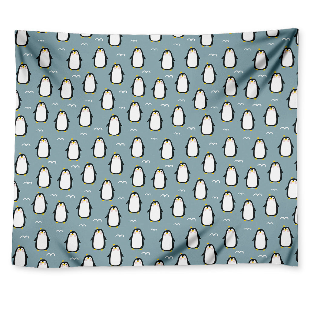 Cartoon Emperor Penguin Pattern Print Tapestry