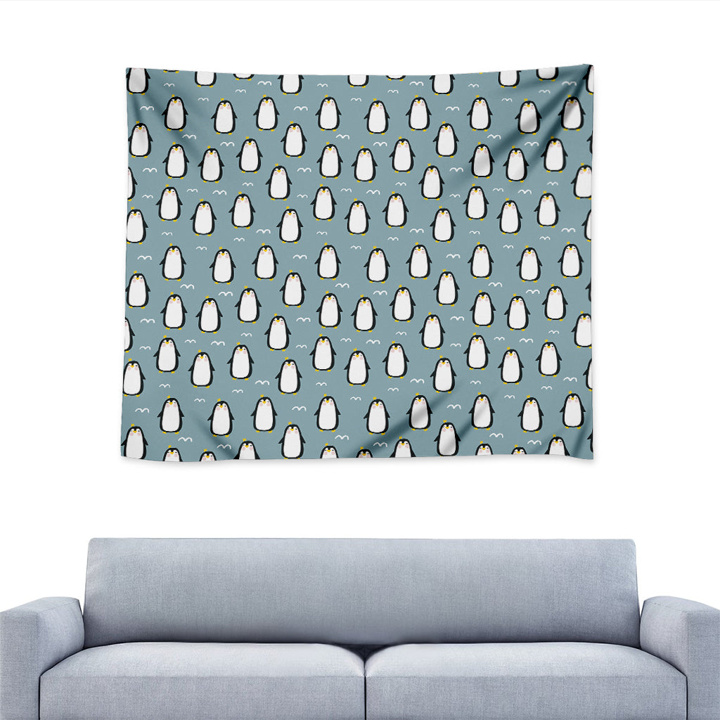 Cartoon Emperor Penguin Pattern Print Tapestry