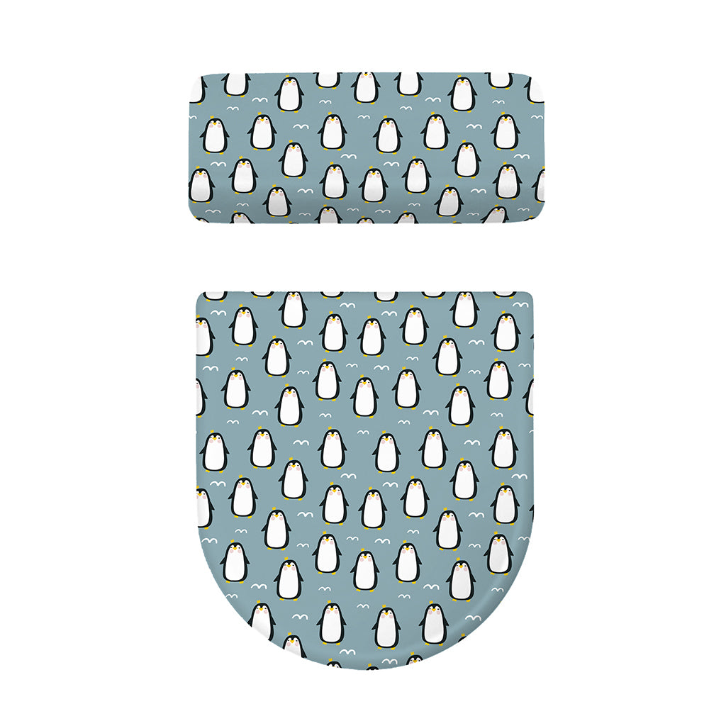 Cartoon Emperor Penguin Pattern Print Toilet Lid And Tank Cover Set