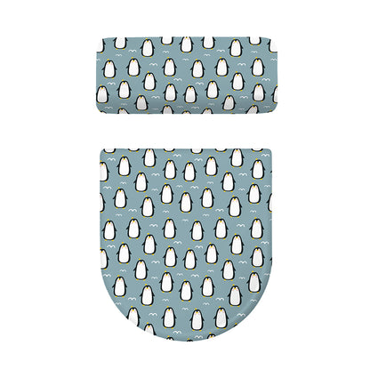 Cartoon Emperor Penguin Pattern Print Toilet Lid And Tank Cover Set