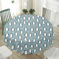 Cartoon Emperor Penguin Pattern Print Waterproof Round Tablecloth