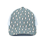 Cartoon Emperor Penguin Pattern Print White Mesh Trucker Cap