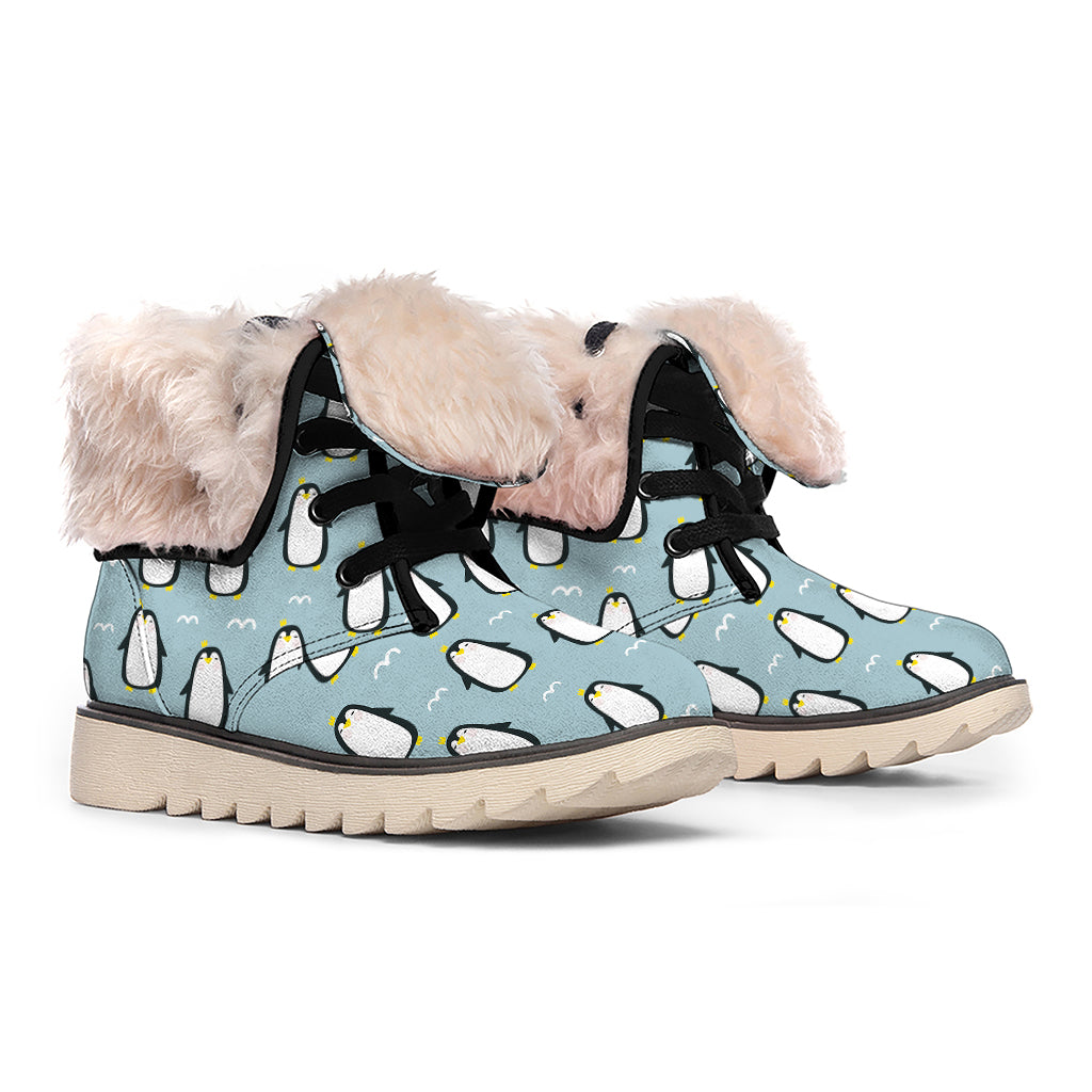 Cartoon Emperor Penguin Pattern Print Winter Boots