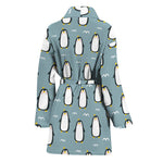 Cartoon Emperor Penguin Pattern Print Women's Bathrobe