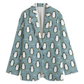 Cartoon Emperor Penguin Pattern Print Women's Blazer
