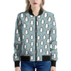 Cartoon Emperor Penguin Pattern Print Women's Bomber Jacket