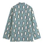 Cartoon Emperor Penguin Pattern Print Women's Cotton Blazer